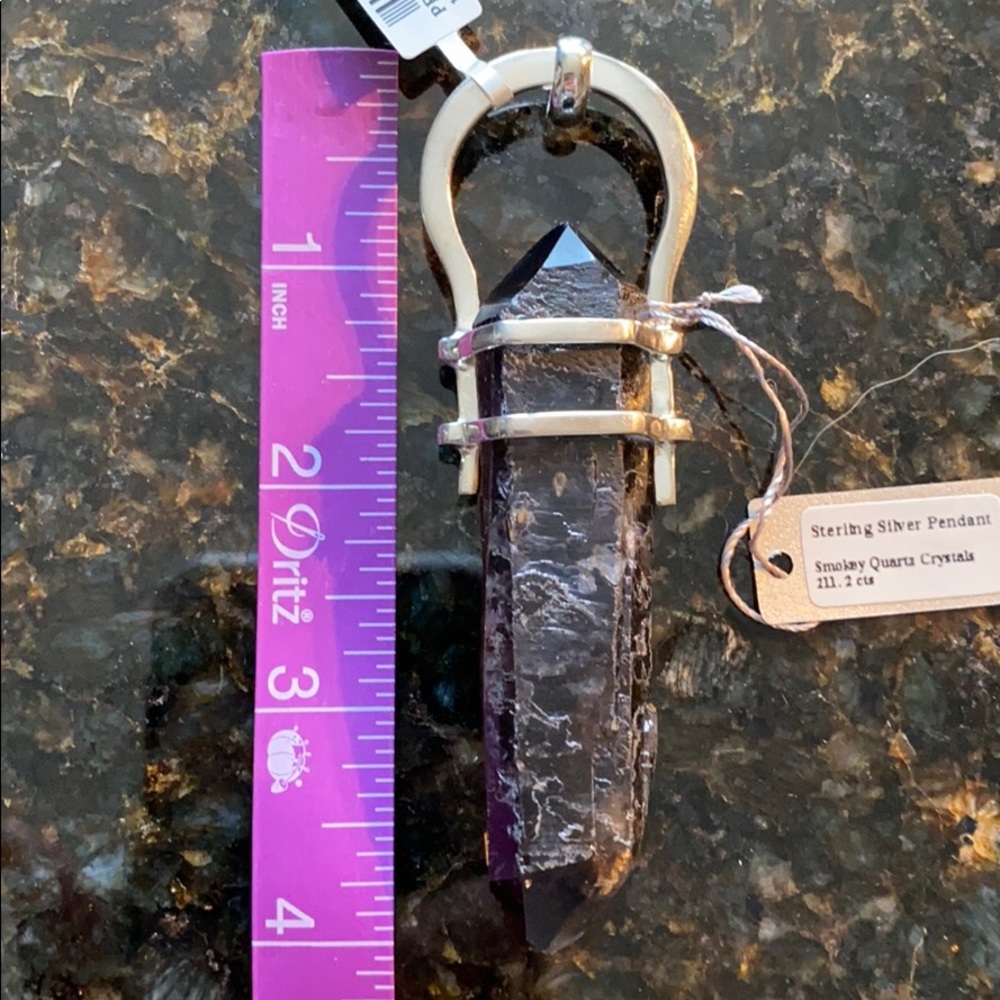 Smokey Quartz Crystal Pendant with 925 Sterling Silver - Picture 2 of 7